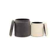 Stool Hocker Zora 225 Set 2 pcs Grey / Ivory - Ottoman