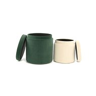 Hocker Zora Stool 225 Set 2 pcs Green / Ivory - Ottoman