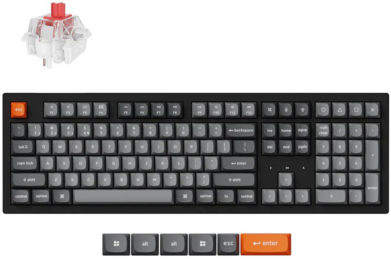 Keychron K10 Max Swappable RGB Backlight Red Switch - Black, US - Gaming Keyboard
