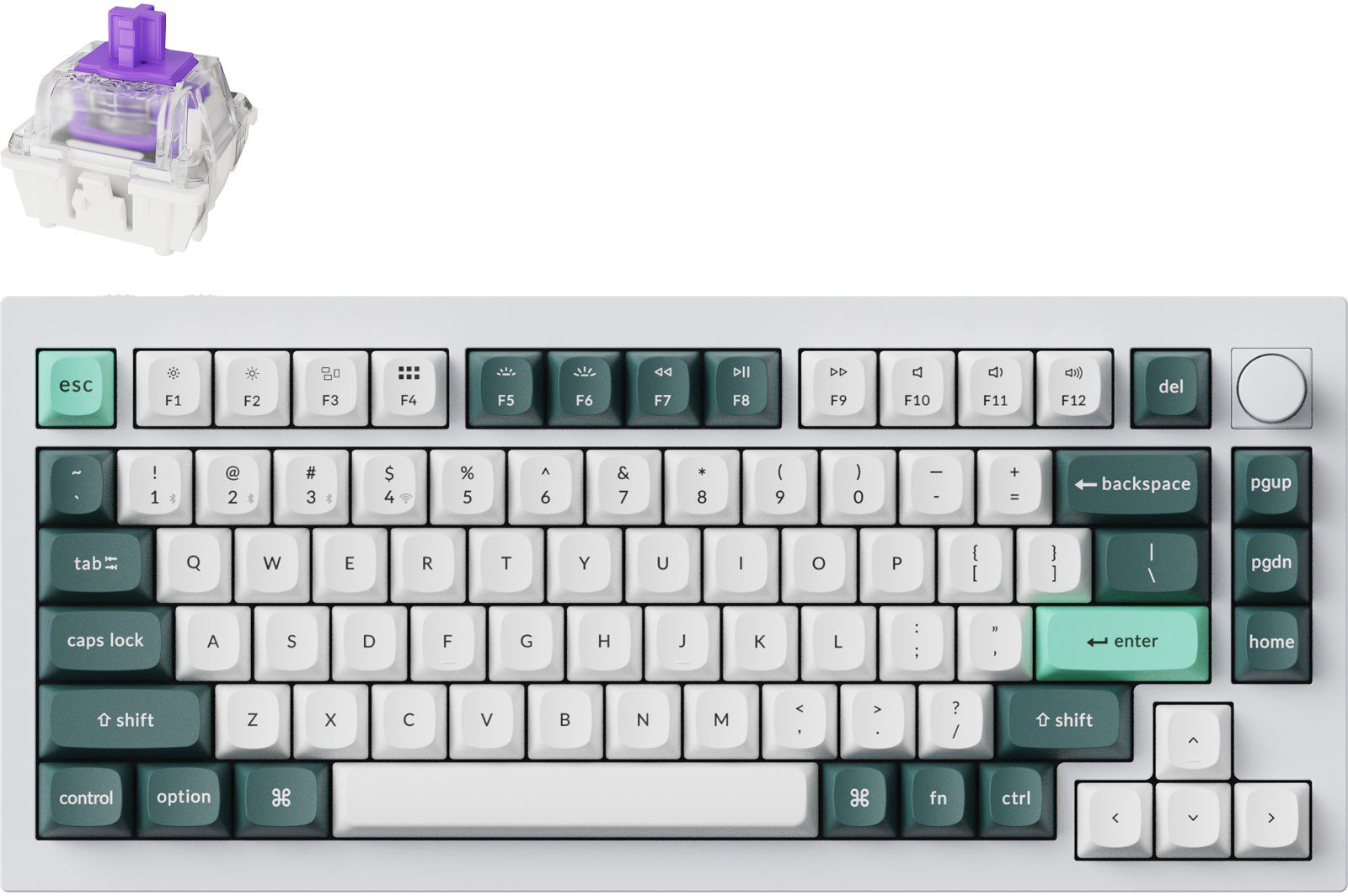 Keychron Q1 HE Swappable RGB Backlight Nebula Switch Knob Version - White, US - Gaming Keyboard