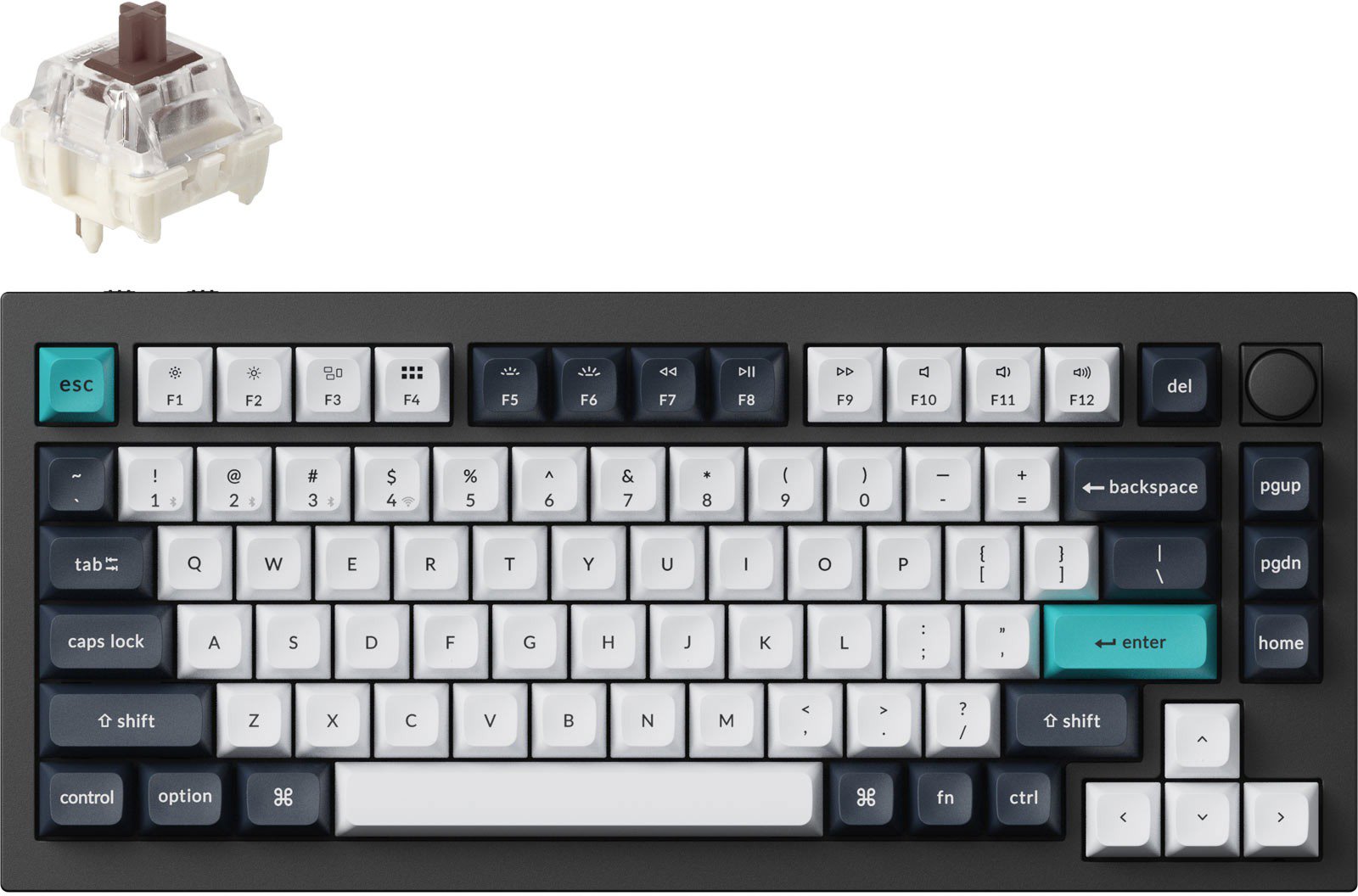 Keychron Q1 Max Swappable RGB Backlight Brown Switch Knob Version - Black, US - Gaming Keyboard