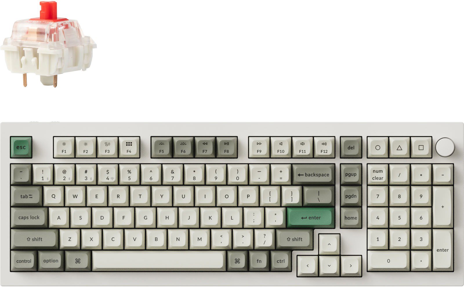 Keychron Q5 Max Swappable RGB Backlight Red Switch Knob Version - White, US - Gaming Keyboard