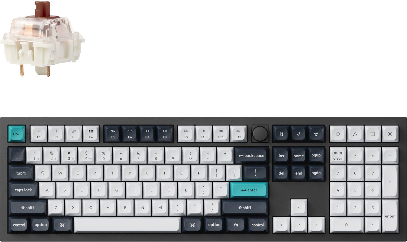 Keychron Q6 Max Swappable RGB Backlight Brown Switch Knob Version - Black, US - Gaming Keyboard
