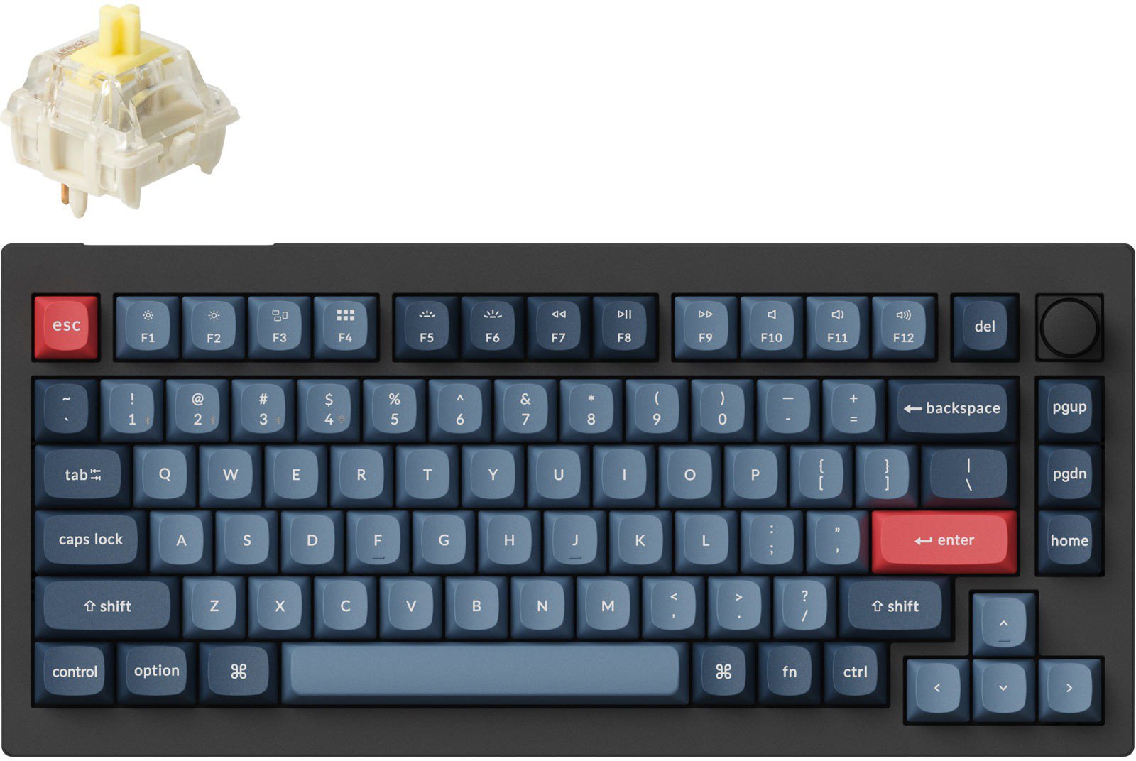 Keychron V1 Max Swappable RGB Backlight Banana Switch - Black - Knob Version, US - Gaming-Tastatur