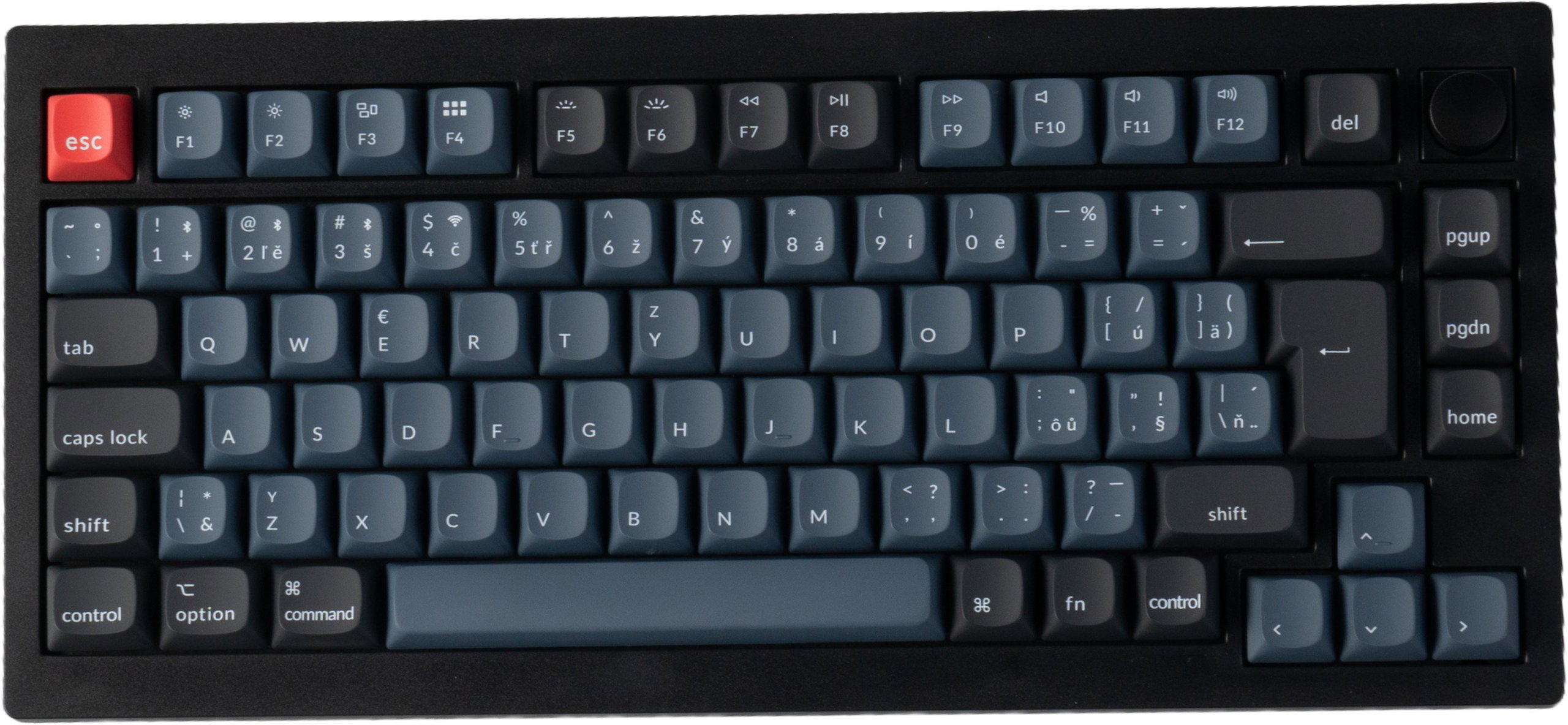 Keychron V1 Max Swappable RGB Backlight Red Switch - Black - Knob Version, CZ/SK - Gaming Keyboard