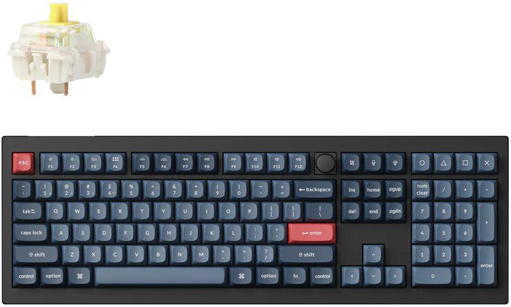 Keychron V6 Max Swappable RGB Backlight Banana Switch - Black - Knob Version, US - Gaming Keyboard