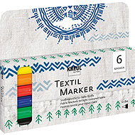 KREUL Javana Texi Max Sunny Fabric Marker Pen 1–2mm, 6 Colours - Felt Tip Pens