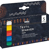 KREUL Javana Texi Max OPAQUE for Fabric 2–4 mm, 5 Colours - Felt Tip Pens