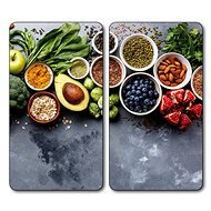 Kesper 2 pcs, Glass Plate, Healthy Cooking Motif - Chopping Board