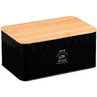 KESPER Bread bin with cutting board, 28 × 18 × 13 cm, black - Breadbox