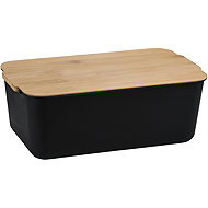 Kesper Breadbox with cutting board, 31 × 18,5 × 12,5 cm, black - Breadbox