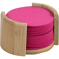 Kesper Bamboo/felt coasters, diameter 10 cm, 12 pcs, pink - Coaster