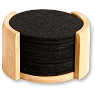 Kesper Coasters 12 pcs, diameter 10 cm, bamboo/felt, black - Coaster