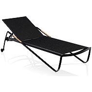 KETTLER Aluminium deckchair DIAMOND with teak armrests, anthracite/anthracite - Garden Lounger