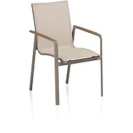 Kettler Diamond Aluminium chair with teak arms, taupe/beige - Garden Armchair