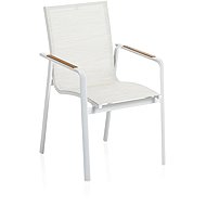 Kettler Diamond Aluminium chair with teak arms, white/cream - Garden Armchair