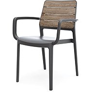 Keter DECO PORTO with armrests - walnut / graphite - Garden Armchair