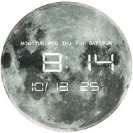 KIK KX3512 Wall Clock Planet Earth with LED display 32 cm grey - Wall Clock
