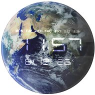 KIK KX3512 Wall Clock Planet Earth with LED display 32 cm blue - Wall Clock