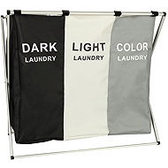 KIK Triple laundry basket 135 l grey - Laundry Basket