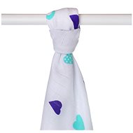 KIKKO XKKO BMB Bamboo towel 90 × 100, Hearts&Waves, Ocean Blue Hearts - Children's Bath Towel