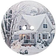 BELLATEX Button 3,5 cm house snowy - 401680 - set of 3 - Button