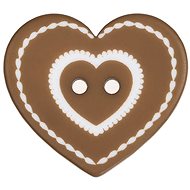Buttons Žirovnice Gingerbread heart, 3,5 × 3 cm - 3 pcs, light brown - Button