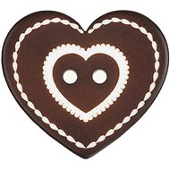 Buttons Žirovnice Gingerbread heart, 3,5 × 3 cm - 3 pcs, dark brown - Button