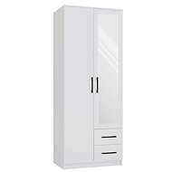 Topeshop Roma 2D2S Double door wardrobe with mirror, white - Wardrobe