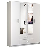 Topeshop Roma 4D2S Wardrobe with mirror, white - Wardrobe