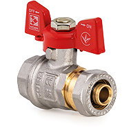 KOER Ball Valve with Compression Fitting, Butterfly Handle, Red, KR.351 Diameter 16 × 1/2" M - Irrigation Valve