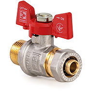 KOER Ball Valve with Compression Fitting, Butterfly Handle, Red, KR.352 Diameter 16 × 1/2" F - Irrigation Valve