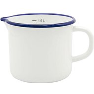 Enamel milk jug 1 l, white and blue - Milk Pitcher