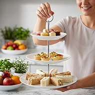 Koopman Food stand 3 tiers - porcelain - Tiered Stand