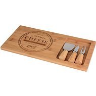 Koopman Bamboo Cheese Cutting Board Set 4 pieces. (Cutting Board 38x18,5x1,5cm, 2x Knife, 1x Fork) - Chopping Board