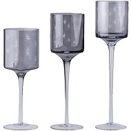 Koopmann International Set of 3 glass candlesticks on legs, 90 × 250/90 × 300/90 × 350 mm, smoked - Candlestick