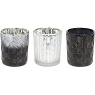 Koopmann International Set of 3 glass candlesticks, 170 × 58 × 83 mm, mix of colours black, silver,  - Candlestick