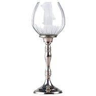Koopmann International Glass candle holder on foot and tea light, clear with silver 95 × 280 mm - Candlestick