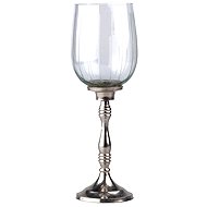 Koopmann International Glass candle holder on foot and tea light, clear with silver 95 × 300 mm - Candlestick