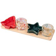 Koopmann International Advent candle holder 5 pcs, set on bamboo tray 330 × 60 × 125 mm, coloured - Candlestick