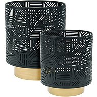 Koopmann International Metal candle holder 150 × 185/180 × 215 mm, 2 pcs, for maxi tea. candles, bla - Candlestick