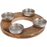 Koopmann International Metal candle holder for 4 tea lights on wooden round base 270 × 45 mm, l - Candlestick