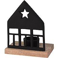 Koopmann International Aluminum candleholder house 130 × 80 × 190 mm various designs, black, natural - Candlestick