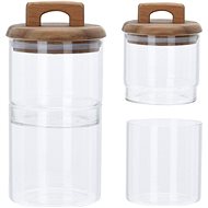 Koopman Acacia wood jars with lids, set of 2 - Storage Jar