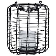 Koopmann Wire metal lamp with candlestick, 18,5 × 24 cm, black - Lantern