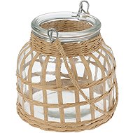Koopmann Glass lamp with handle and bark, 12 × 12 cm, clear - Lantern