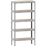 Kovona metal shelf with MDF shelves, 180 × 90 × 40 cm, 5 shelves, light grey - Shelving Unit