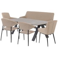 DOPPLER Garden set NOVA PARIS, luxury with bench, 2+2+1+1, mocca 2 - Garden Furniture