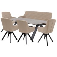 DOPPLER Garden set NOVA PARIS, uxus with bench, swivel, 4+1+1, mocca - Garden Furniture