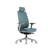 KREDE K50 White with headrest light blue - Office Chair